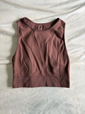 Ribbed Sleeveless Crop Top - Mauve Brown